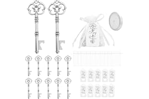 GEERDAN 10 Pezzi Bomboniera Antico Chiave Apri di Bottiglia, Matrimonio Decorazioni Accessori Segnaposto Battesimo Cresima Regali di Anniversario (Argento Antico-B)