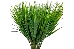 Aisamco Sztuczna plastikowa trawa pszeniczna, sztuczne rośliny zewnętrzne, sztuczne plastikowe krzewy roślinne, do użytku na zewnątrz, do wewnątrz, ogrodu, biura, okna, werandy, centralny element