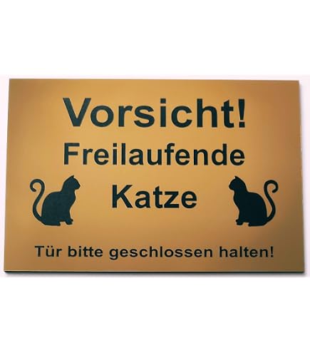 Katzenschild ‚Vorsicht Freilaufende Katze!‘ – 20 X 30 Cm, Wetterfest, Aus Kunststoff, Für Garten & Haus