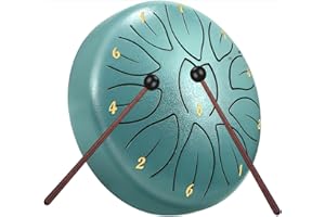 LOMUTY Steel Tongue Drum C Maggiore, 6 Pollici 15 cm 11 Note Handpan, Tamburo Lingua Acciaio per la Guarigione attraverso il Suono, Meditazione, Yoga, Rain Drum come Regalo, Blu