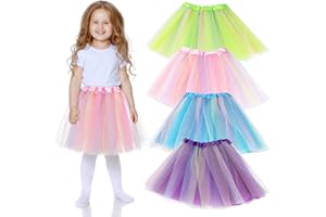 Livdouyu 4 Stück Tüllrock Kinder,4 Farben Tüllrock Mädchen,Tütü Kinder Regenbogen,Ballettrock Pettiskirt Tutu Rock,Tütü Mädchen für Tanzkurse Karneval