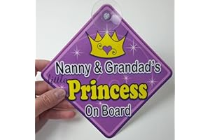 JUST THE OCCASION Swirl Nanny & Grandad's Little Princess ON Board (Like Baby on Board Sign) Non Personalised Novelty Baby on Board car Window Sign.
