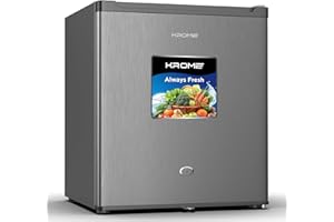 KROME 60L Gross, Single Door Compact Refrigerator, Energy Class A+, Reversible Door, Mini Fridge Suitable for Kitchen, Bedroom Office & Minibar, INOX Color, 5 Year Compressor Warranty- KR-RDC60H