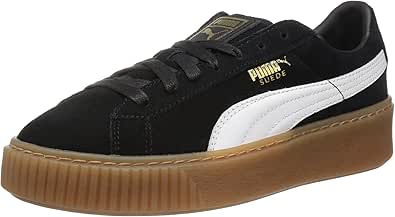 puma suede platform black white