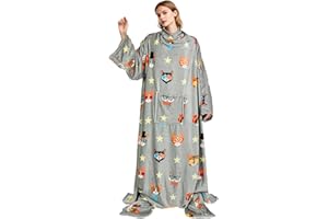 CATALONIA CLASSY Catalonia Manta de TV Manta de peluche Manta de cuerpo completo con mangas y pies Manta de regalo para llevar Mantas cálidas Sherpa de forro polar de invierno para adultos Mujeres Hombres 190 x 135 cm