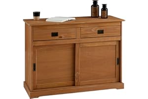 IDIMEX Cassettiera Savona, credenza a 2 ante, 2 cassetti, in pino massiccio, superficie laccata marrone, buffet, stoviglie, legno massello