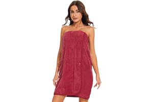 Ymmchy Women Wrap Towel Robe Wrap Spa Bathrobe Adjustable Buttons