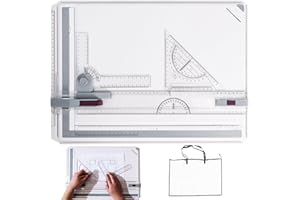 Gekufa A3 Drawing Board, 51 x 37 CM Multi-function Technical Drafting Board with Parallel Motion and Adjustable Angle Accessories for Architects, Engineers, Artists, Students
