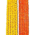 C R Tradelink Artificial Fluffy Marigold Flowers Garlands for Home Decoration - Pack of 10 (5 Yellow + 5 Dark Orange) |CR_Garlands Flower_Pack of 10_R|