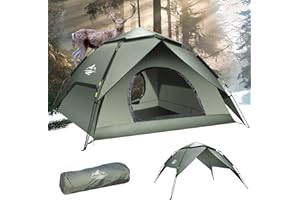 ‎MIMAJOR Camping Zelt Automatisches Sofortzelt 2-3 Personen Pop Up Zelt, Doppelschicht Wasserdicht & Winddichte Ultraleichte Kuppelzelt UV Schutz Einfache Einrichtung für Trekking, Familien, Rucksackreisen
