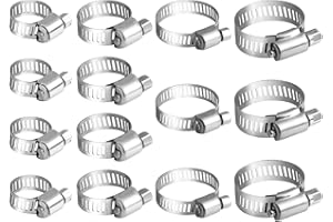 MIAHART Small Hose Clips Assorted 14 Pack Adjustable Hose Clamp Range Stainless Steel Hose Clip for Flexible Hose Pipe Tube Worm Drive Pipes (Assort Sizes)