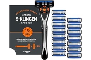 by Amazon Herrenrasierer mit 5 Klingen, Mehrfarbig, 16 Nachfüllpackungen