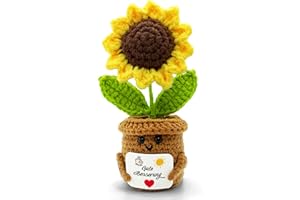 HeDaKang Gute Besserung Geschenke Frau Mann - Positive Potato Kartoffel Gehäkelte Sonnenblumen Glücksbringer Krankheit Anti Stress Get Well Soon Schutzengel Genesungsgeschenke Motivationsgeschenke