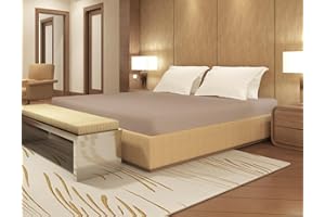 BANZAII TEXTILE INNOVATOR ONLINE Banzaii Lenzuolo sotto con Angoli con Elastico Matrimoniale 100% Puro Cotone Alta Qualità Made in Italy per Materassi 160/170 cm x 190/200 cm, altezza fino a 30 cm Beige