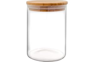 NERTHUS FIH 781 - Barattolo di Vetro con Coperchio in bambù, 700 ml
