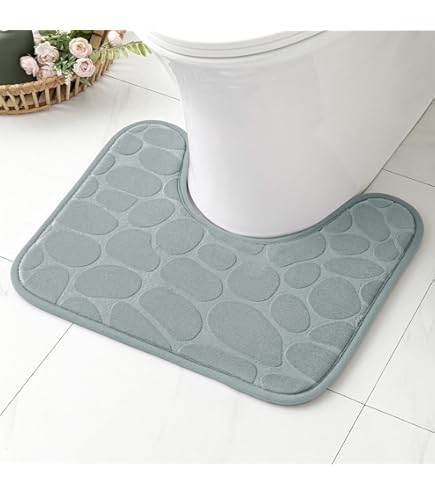 WC Vorleger Mit U-förmigem Ausschnitt - Grauer Rutschfester Toiletten Teppich