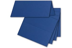 FarbenFroh by GUSTAV NEUSER 50x Tischkarten in Nachtblau (Blau) - 4,5 x 10 cm - blanko - Doppel-Karten - als Platzkarten und Namenskarten für Hochzeit und Feste
