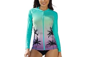 ATTRACO Chaleco de neopreno de manga larga con cremallera para mujer, camiseta UV degradada