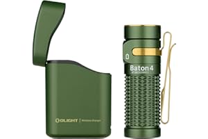OLIGHT Baton4 Kit 1,300 Lumens LED Magnetic Charging Rechargeable Torch with Type-C Charging Case and Smart Indicator EDC Pocket Flashlight for Outdoors, Indoors and Searching(OD Green)