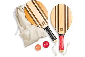 two46 Wooden Paddle Ball Set - Frescobol | The trend sport from Brazil - Premium Handcrafted Beach Ball Set For All Ages (+Beginnerball, speedball & bag)