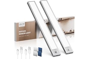 LROLTEF Lampe Placard sans Fil Rechargeable Cuisine sous Meuble - 21cm 1500mAh 6500K Reglette LED Lumiere Armoire Dimmable avec Detecteur de Mouvement Interieur pour Escalier Dressing | 2 Pack
