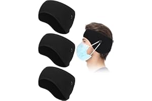 WILLBOND 3 Fasce Capelli a Bottone Scalda Orecchie in Pile Invernale Fascia di Testa Termica Paraorecchie Muff con Bottone per Uomini Donne di Inverno da Cosa Ciclismo Sci (Nero)