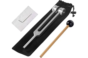 ANBOO Diapason thérapeutique en aluminium de 128 Hz avec marteau en silicone, kit de réparation et chiffon de nettoyage, le tout emballé dans un sac en velours doux pour un transport pratique et une utilisa