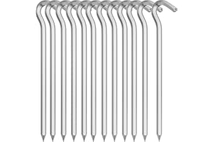OLICKY 12 Piezas Piquetas Camping Dura, 18 cm Estacas Camping de Aluminio,Piquetas Camping Suelo Duro para Camping, toldo y Lona, jardinería