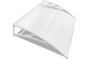 GENERIC Front Door Canopy Outdoor Waterproof Canopies Awning Window Garden Patio Porch Canopy Rain Shelter Cover Polycarbonate Roofing Sheet UV Snow Sunlight Protection 120 x 80cm White