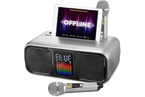 HIUYRFS Karaoke Maschine, Karaoke Set Tragbare Kinder mit 2 Drahtlosen Mikrofonen, LED-Licht, Musikbox PA-System für Heimparty, Meeting, Hochzeit, Picknick, Gifit