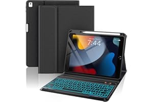 OYEEICE Anti-Falloff Keycap Keyboard Case for iPad 9th/ 8th/ 7th Generation 10.2 Inch, Enlarged Keycap Keyboard for iPad Pro 10.5 /iPad Air 3rd Gen (Black, classic style)