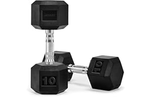 ADABT Hex Dumbbells | Rubber Encased Free Weights with Knurled Steel Handles | Anti-Roll Design | Home Gym & Strength Training | 4kg/5kg/6kg/8kg/10kg/12.5KG/15KG/17.5KG/20KG
