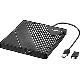 Amicool Externes DVD Laufwerk Extern USB 3.0 USB C CD Laufwerk für Laptop Desktop PC MacBook Externer DVD Brenner Windows 7/8
