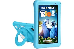 BISAIKASOW Tablet Bambini 7 Pollici, Android 13, 8 GB RAM 64 GB ROM, Tablet Touch Octa-Core, Fotocamera HD 5 MP + 8 MP, Controllo Parentale, Custodia in Silicone Antishock per Bambini (Blu)​