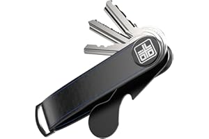 Ivoxo Organizer na klucze ze skóry, praktyczne etui na klucze z otwieraczem do butelek, karabińczykiem i otwieraczem do wózka na zakupy – mini etui na klucze, które chroni do 7 kluczy