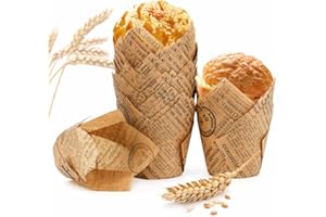 Spesh Lot de 100 Moules à Muffins en Papier Moules à Cupcakes Jetables Tasses de Papier de Cuisson de Tulipe pour Mariage,Fête,Anniversaire(Journal)