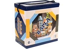 KAPLA - Jeu de Construction avec 120 planchettes en Bois colorés (Nature, Bleu Clair, Jaune, Vert), Jeux et Jouet en Bois, dès 2 Ans