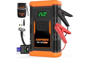 ASPERX 5-in-1 Jump Starter Power Pack, 3000A Car Battery Booster Power Pack with 150PSI Air Compressor(Up to10L Gas/8.0L Diesel), Portable Car Battery Jump Pack with Digital Display Emergency Light