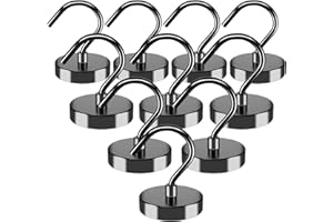 Grtard 10 Pack Black Magnetic Hooks, 100 lbs+ Super Strong Magnet Hooks, Magnet with Hook for Hanging, Cruise, Garage, Kitchen, Workplace