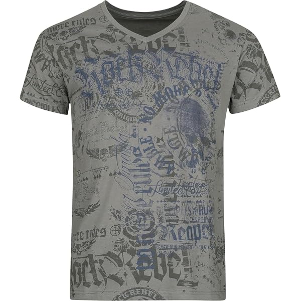 Rock Rebel By EMP T-shirt Uomo 'Never Surrender' – Look Batik Rosso-Nero Con Teschio, 100% Cotone - 3