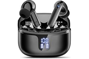 MOTOST Cuffie Bluetooth, Auricolari Bluetooth 5.3 Stereo con 4 HD ENC Mic, Cuffie Wireless In Ear Cancellazione Rumore, 40 Ore Cuffie Senza Fili IP7 Impermeabile, Cuffiette Bluetooth LED Display, Nero Chiaro