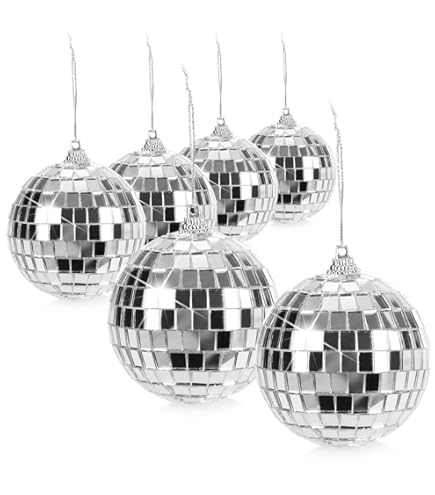 Palle Da Discoteca A Specchio - 12 Pezzi Multidimensioni - Decorazione Per Feste, Natale, DJ - Argento - Foto 8