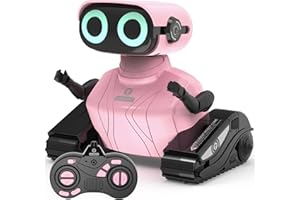GILOBABY Robot dla dzieci, zdalnie sterowana zabawka, robot RC z oczami LED i muzyką, zabawka dla dzieci, prezent dla dziewczynek od 3 lat (różowy)