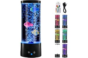 VEGENA Lampe à lave, à bulles, avec poisson, télécommande, 16 couleurs, 4 modes, ambiance aquarium, câble USB, lampe maison, chambre, bureau, cadeau