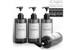 Anhow Dispenser Sapone Bagno 500ml, 4 Pezzi Dispenser Doccia di Liquido per Doccia Bagno Cucina Shampoo Bagnoschiuma - Grigio