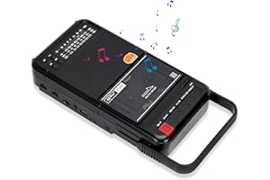 TOWEAR Portable Cassette Players, Boombox Portable Retro Cassette Tape Player, Supports SD/MMC/USB/Cassette Playback, AM/FM/SW Bands Radio，HiFi Sound Quality, Built-in Speaker (Black)