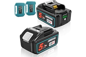 QUPERR 2-Pack 5500mAh Replacement for Makita 18V Battery-High Capacity,Compatible with Makita Lithium-Ion LXT Battery Free two battery holders-Fits BL1850 BL1850B BL1840 BL1830 BL1860 Cordless Tools