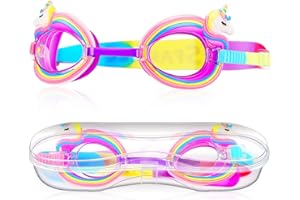 Weewooday Occhialini da Nuoto per Bambini Occhiali da Piscina Trasparenti Antiappannamento per Bambina Occhialetti da Nuoto Senza Perdite per Bambini di Età Compresa tra 4 e 8 Anni, Stile Unicorno