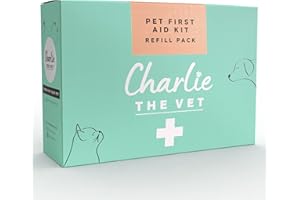 Charlie The Vet Paw Bandaging Kit/Pet First Aid Kit Refill Pack. Vet Approved Wound Management Items - Vet Wrap, Bandages, Dressings, Iodine Wipes, Saline Pods and More