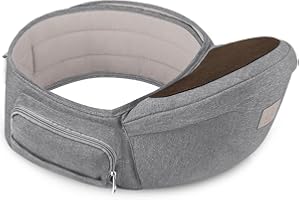 GAGAKU Bebek Kalça Koltuğu Hafif Bel Taburesi 4 Taşıma Pozisyonu Çocuklar için 0-36 Ay Yeni Doğan - Gri, Polyester